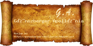 Günszberger Apollónia névjegykártya